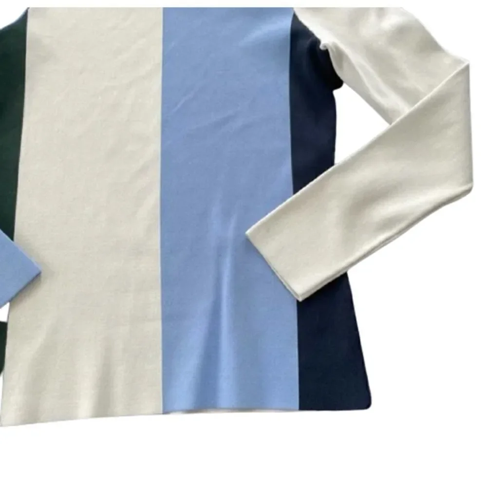 TORY BURCH EUC Sport Turtleneck Vertical Colorblock Sweater SMALL